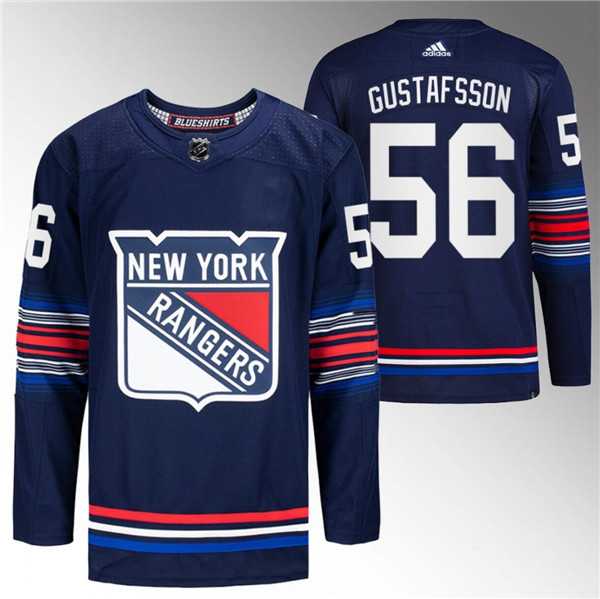 Mens New York Rangers #56 Erik Gustafsson Navy Stitched Jersey Dzhi